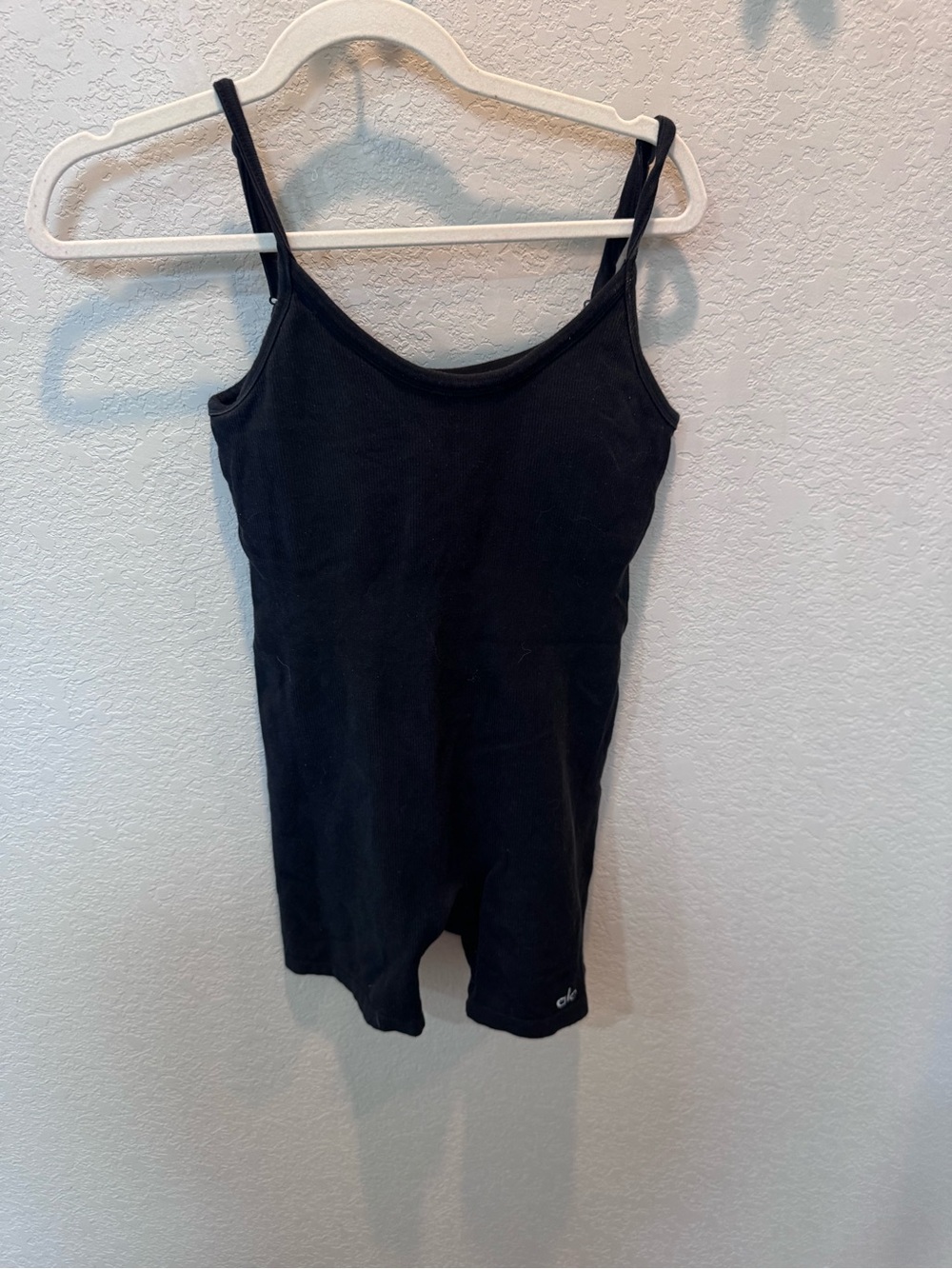 Alo Black Ribbed Tank Romper
